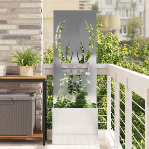 vidaXL Vaso da Giardino con Pannello Decorativo Argento 50 x 140 cm