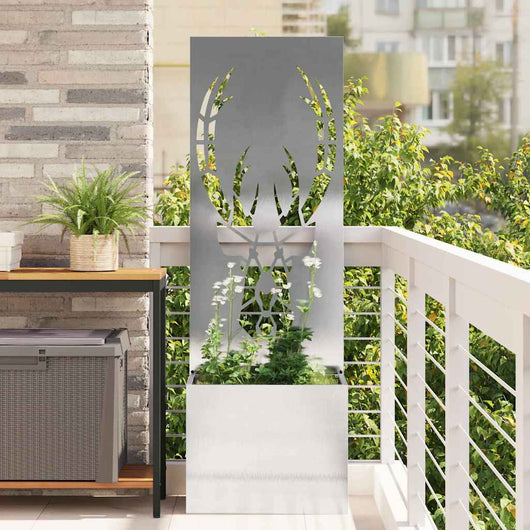 vidaXL Vaso da Giardino con Pannello Decorativo Argento 50 x 140 cm