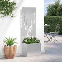 vidaXL Vaso da Giardino con Pannello Decorativo Argento 50 x 140 cm