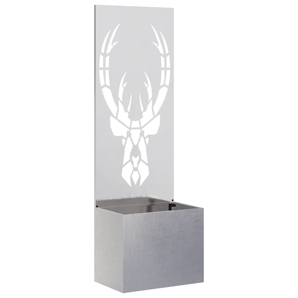 vidaXL Vaso da Giardino con Pannello Decorativo Argento 50 x 140 cm