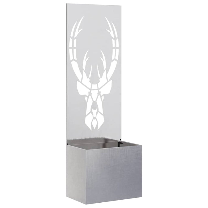 vidaXL Vaso da Giardino con Pannello Decorativo Argento 50 x 140 cm