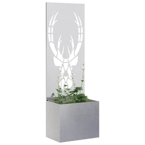 vidaXL Vaso da Giardino con Pannello Decorativo Argento 50 x 140 cm
