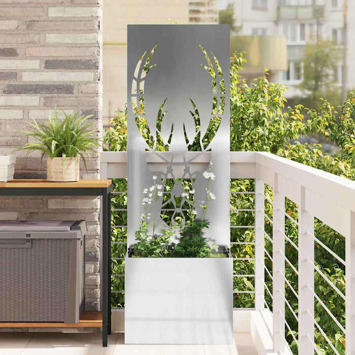 vidaXL Vaso da Giardino con Pannello Decorativo Argento 50 x 140 cm