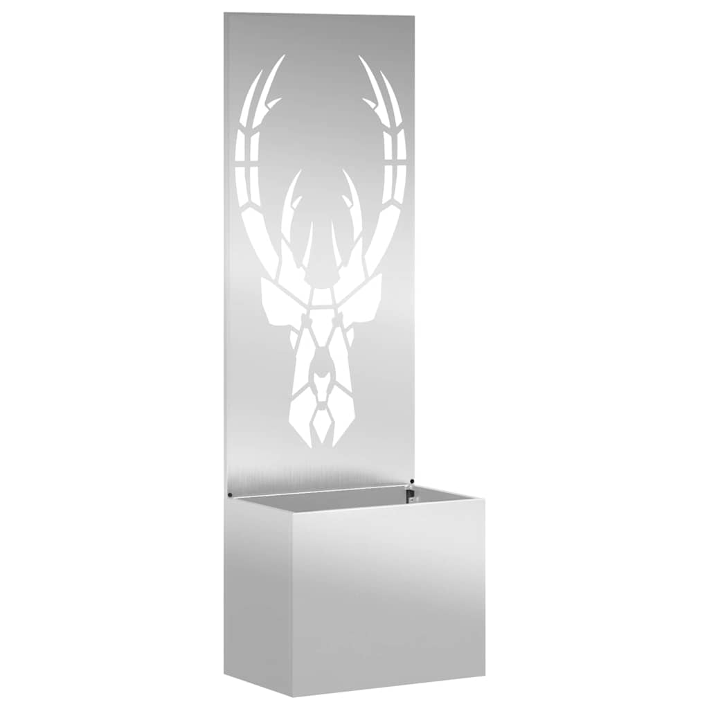 vidaXL Vaso da Giardino con Pannello Decorativo Argento 50 x 140 cm