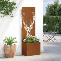 Vaso da Giardino con Pannello Decorativo Ruggine 50 x 140 cm 876489