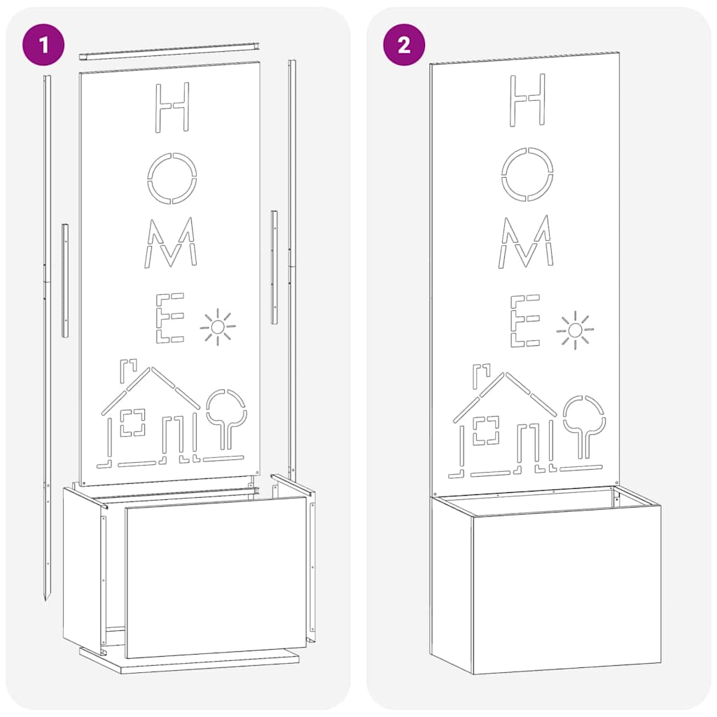 Vaso da Giardino con Pannello Decorativo Nero 50 x 140 cm 876490