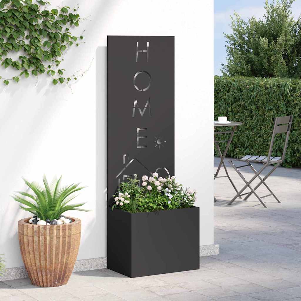 vidaXL Vaso da Giardino con Pannello Decorativo Nero 50 x 140 cm