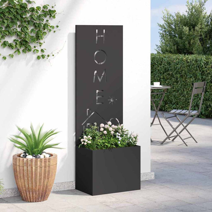 Vaso da Giardino con Pannello Decorativo Nero 50 x 140 cm 876490
