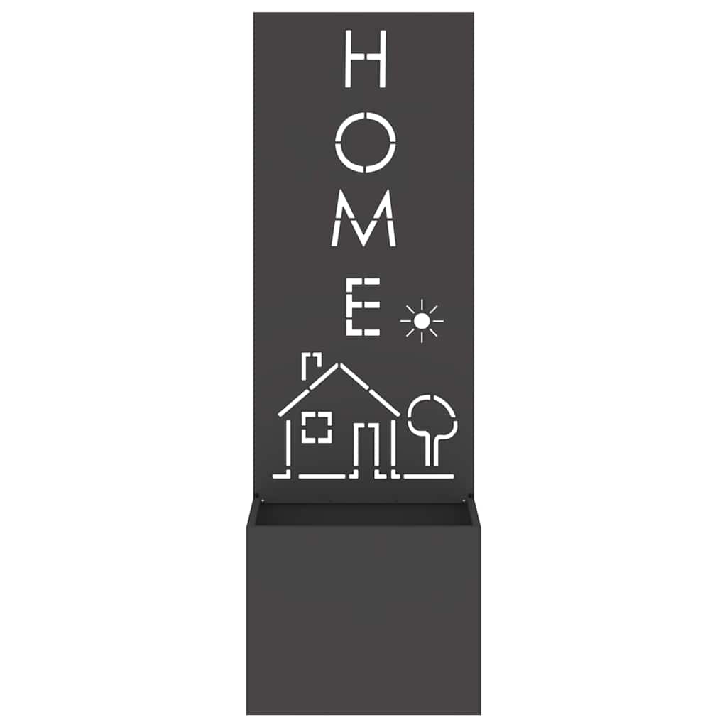 Vaso da Giardino con Pannello Decorativo Nero 50 x 140 cm 876490