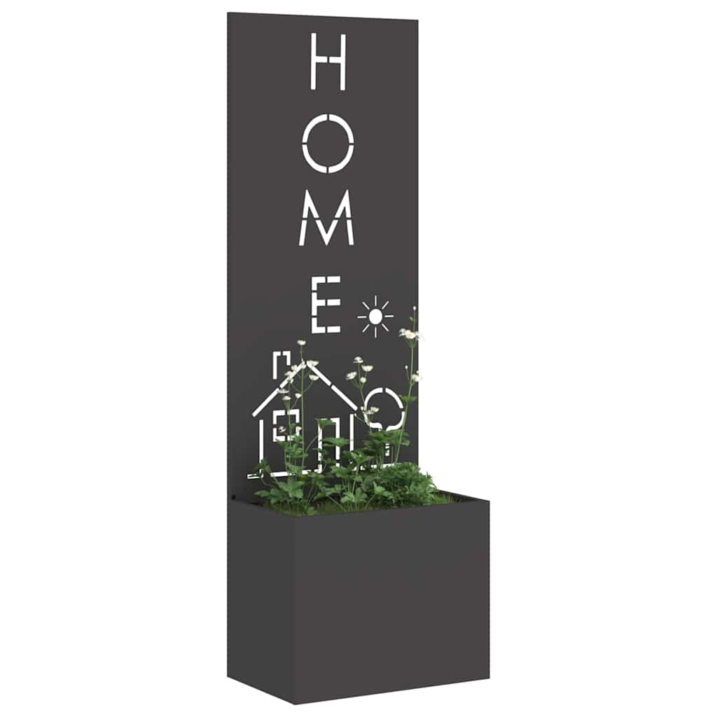 Vaso da Giardino con Pannello Decorativo Nero 50 x 140 cm 876490