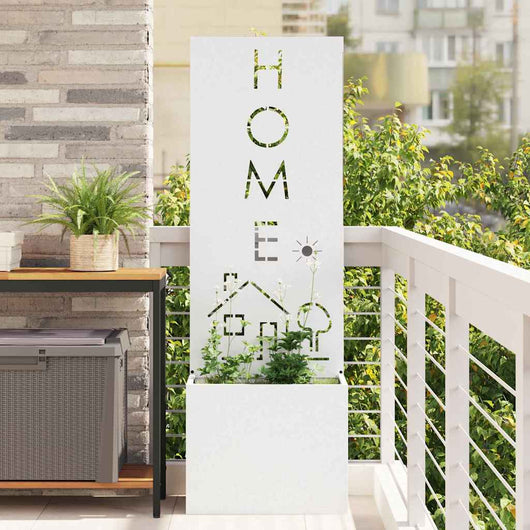 Vaso da Giardino con Pannello Decorativo Bianco 50 x 140 cm 876491