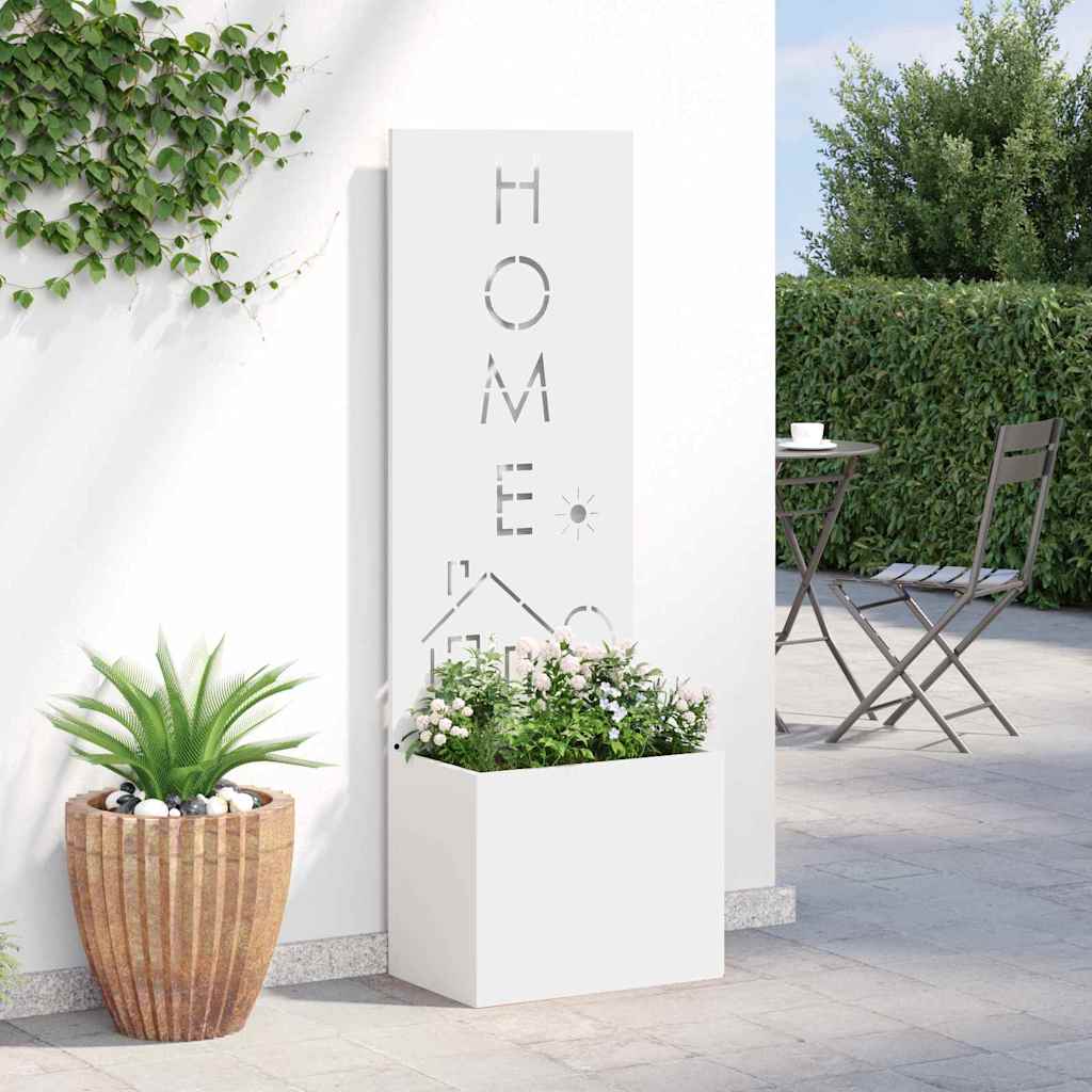 Vaso da Giardino con Pannello Decorativo Bianco 50 x 140 cm 876491