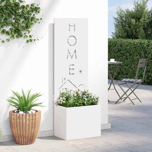 Vaso da Giardino con Pannello Decorativo Bianco 50 x 140 cm 876491