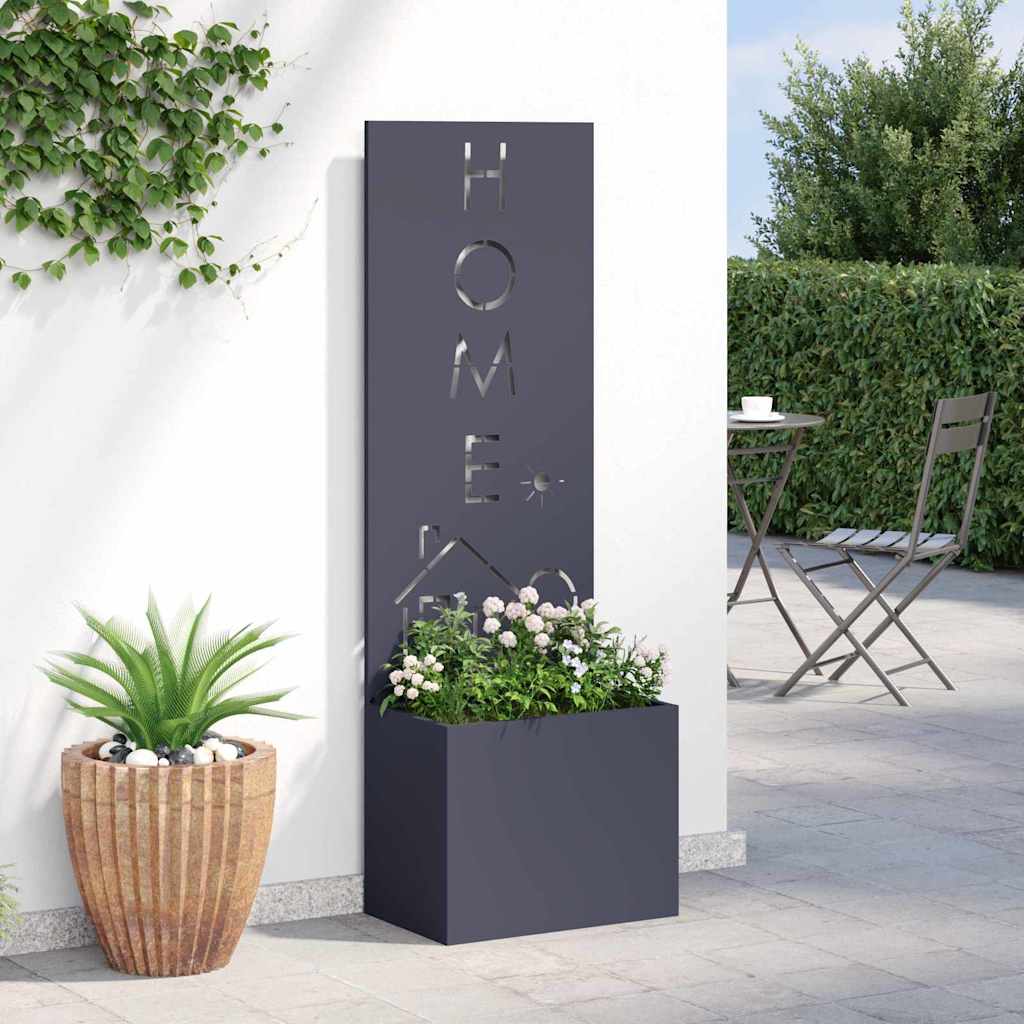 Vaso da Giardino con Pannello Decorativo Antracite 50 x 140 cm 876492