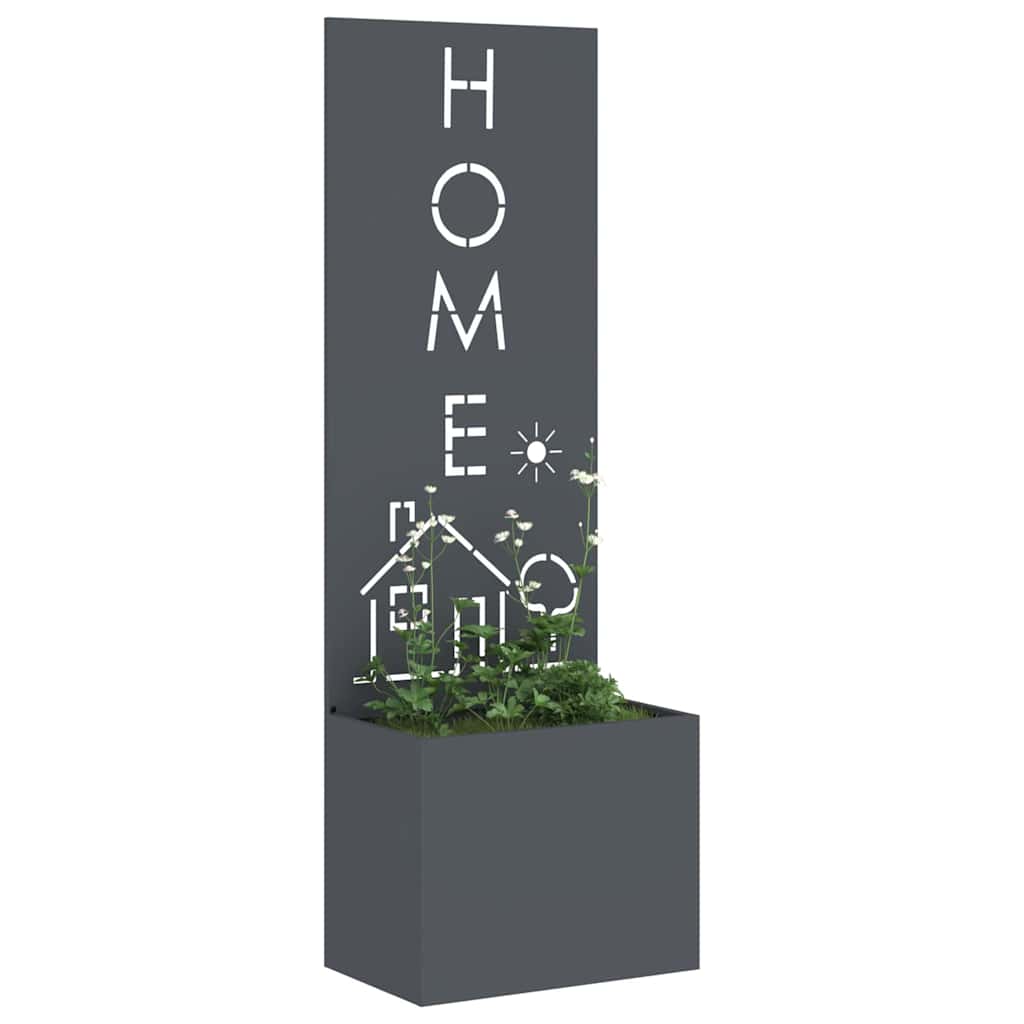 Vaso da Giardino con Pannello Decorativo Antracite 50 x 140 cm 876492