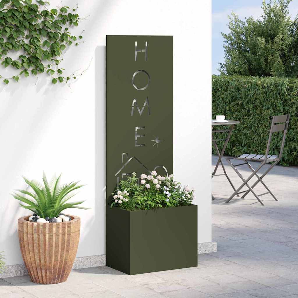 vidaXL Vaso da Giardino con Pannello Decorativo Oliver verde