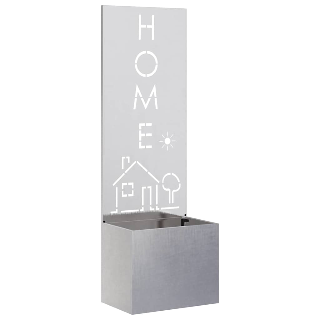 vidaXL Vaso da Giardino con Pannello Decorativo Argento 50 x 140 cm