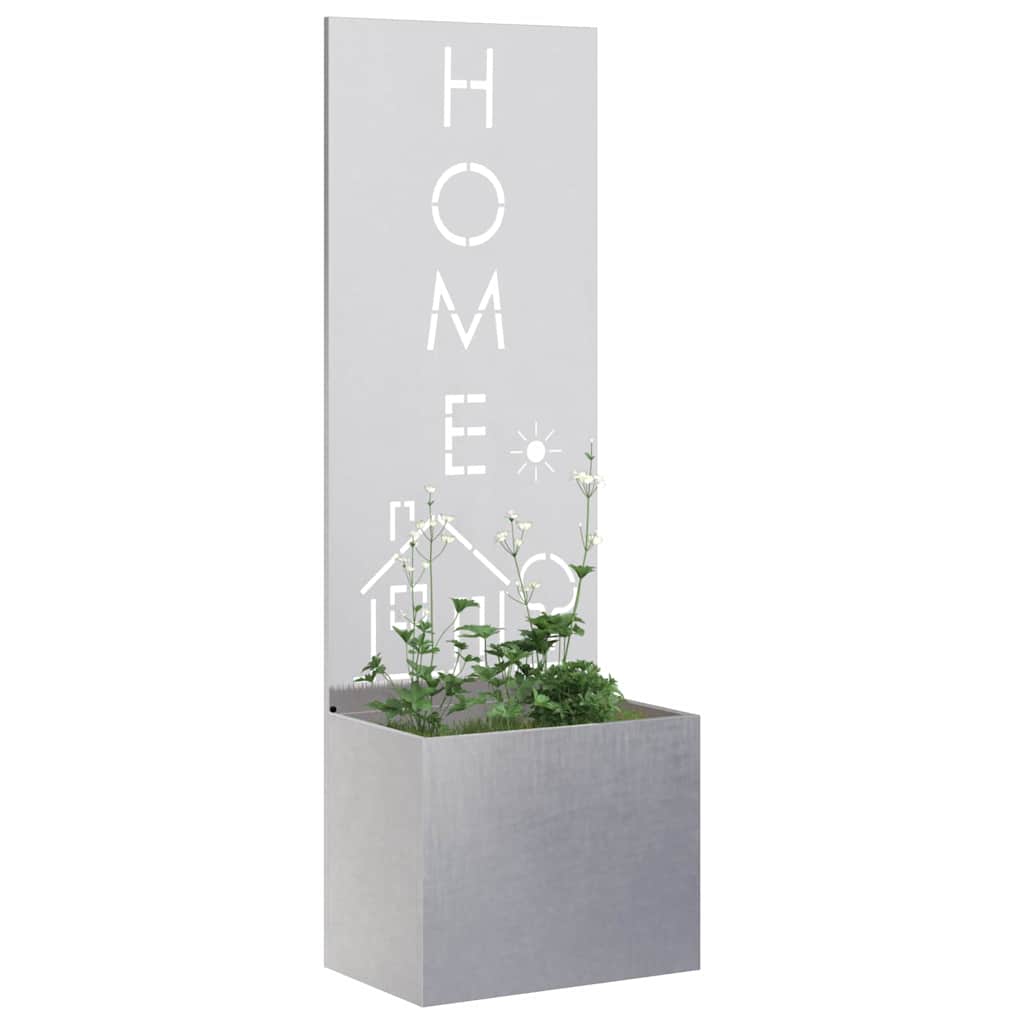 vidaXL Vaso da Giardino con Pannello Decorativo Argento 50 x 140 cm