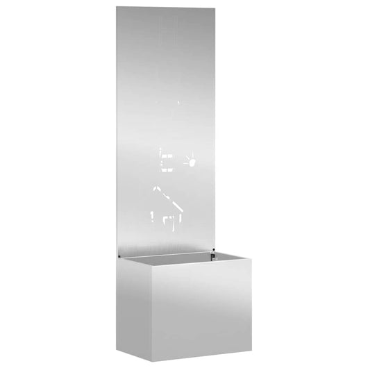 vidaXL Vaso da Giardino con Pannello Decorativo Argento 50 x 140 cm