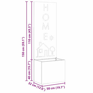 vidaXL Vaso da Giardino con Pannello Decorativo Argento 50 x 140 cm