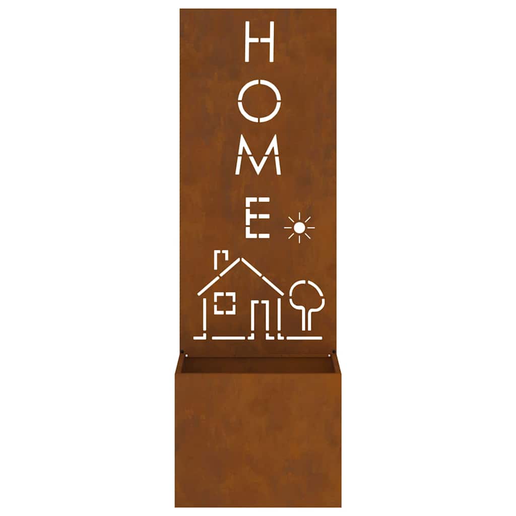 Vaso da Giardino con Pannello Decorativo Ruggine 50 x 140 cm 876496