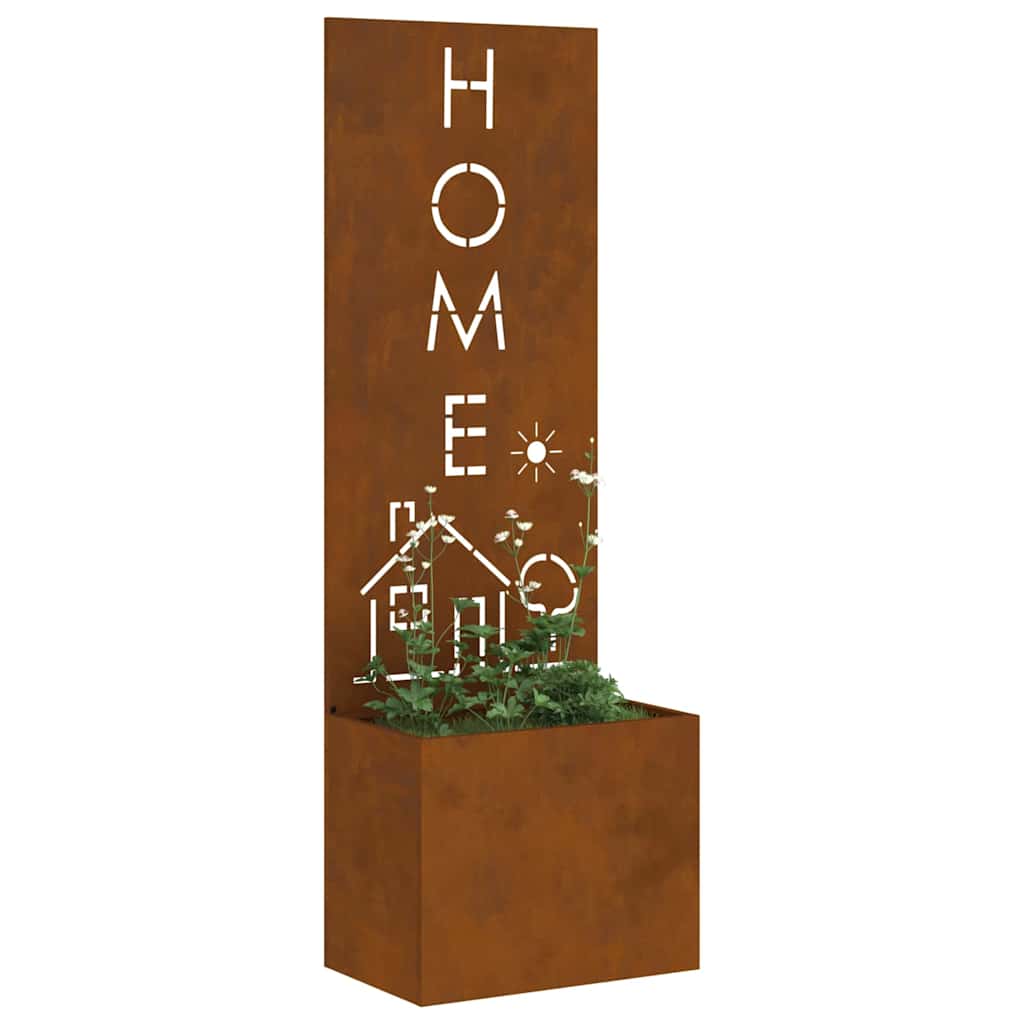 vidaXL Vaso da Giardino con Pannello Decorativo Ruggine 50 x 140 cm