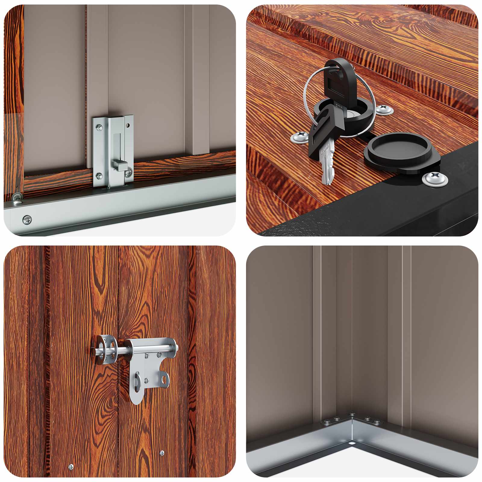 Scatola di Stoccaggio per Giardino Marrone 214 x 82 x 132 cm 42011286