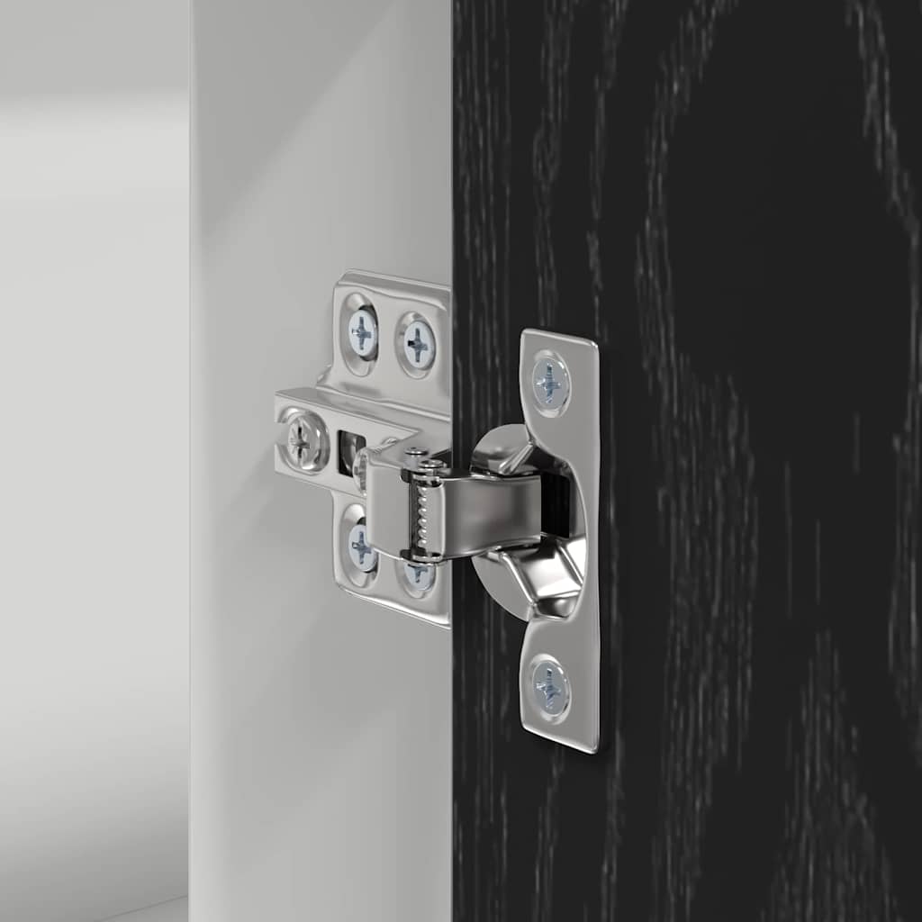 Mobile Base d'Angolo per Cucina con porta Riga Rovere nero 876721