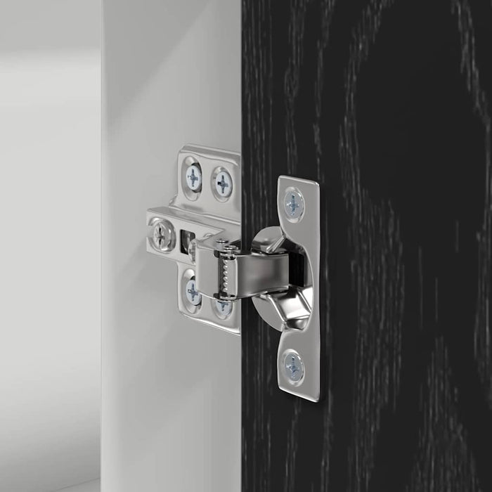 Mobile Base d'Angolo per Cucina con porta Riga Rovere nero 876721