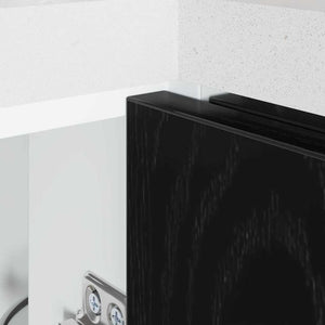 Mobile Base d'Angolo per Cucina con porta Riga Rovere nero 876721