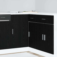 Mobile Base d'Angolo per Cucina con porta Riga Rovere nero 876721