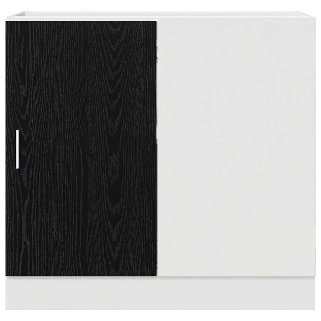 Mobile Base d'Angolo per Cucina con porta Riga Rovere nero 876721