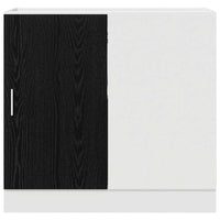 Mobile Base d'Angolo per Cucina con porta Riga Rovere nero 876721