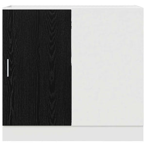 Mobile Base d'Angolo per Cucina con porta Riga Rovere nero 876721