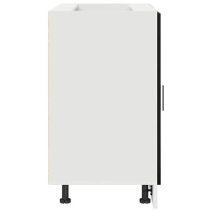 Mobile Base d'Angolo per Cucina con porta Riga Rovere nero 876721