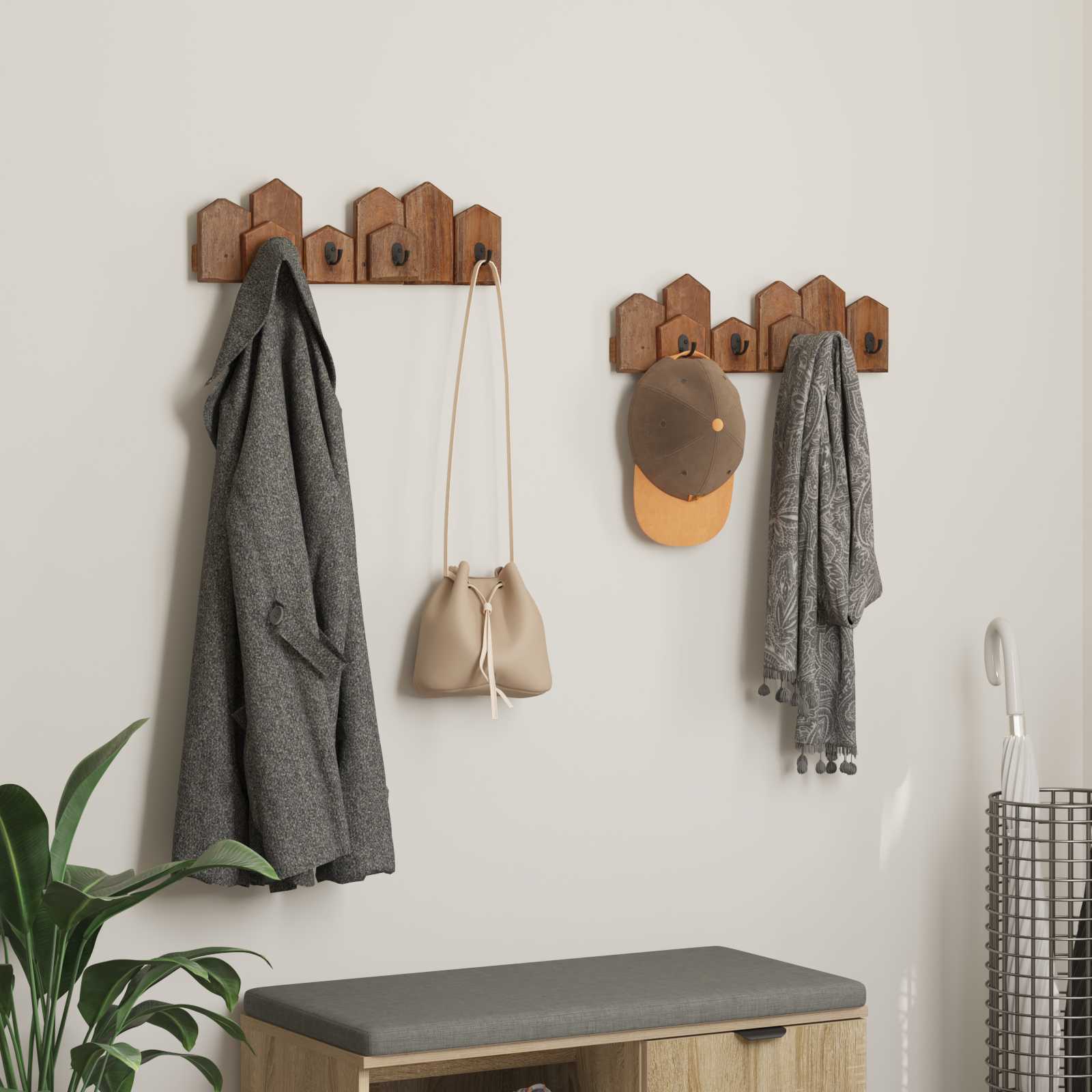 Gruccia Marrone 48 x 8 x 15 cm Legno di Mogano Massello 42012356