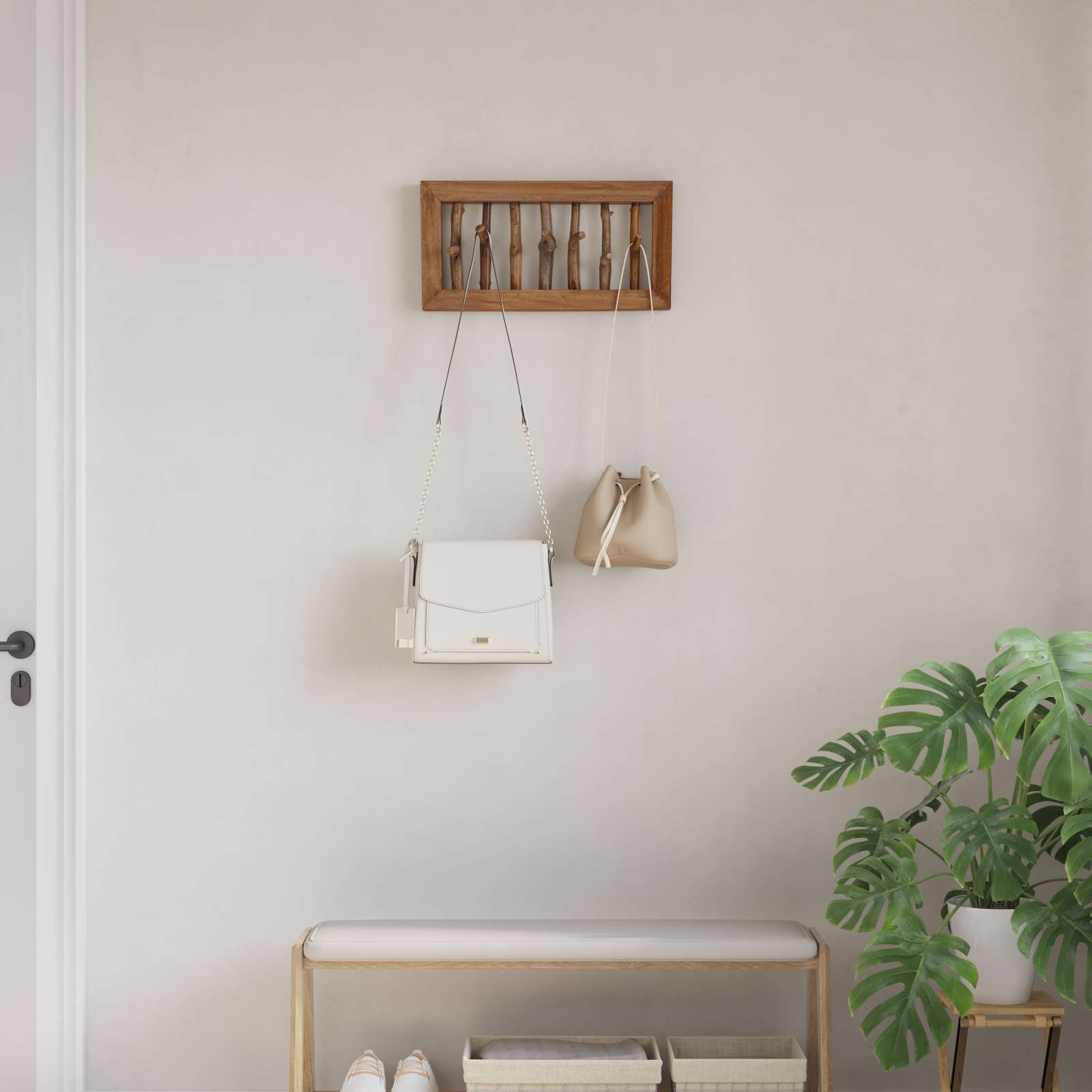 Gruccia Marrone 50 x 11 x 25 cm Legno di Mogano Massello 42012360