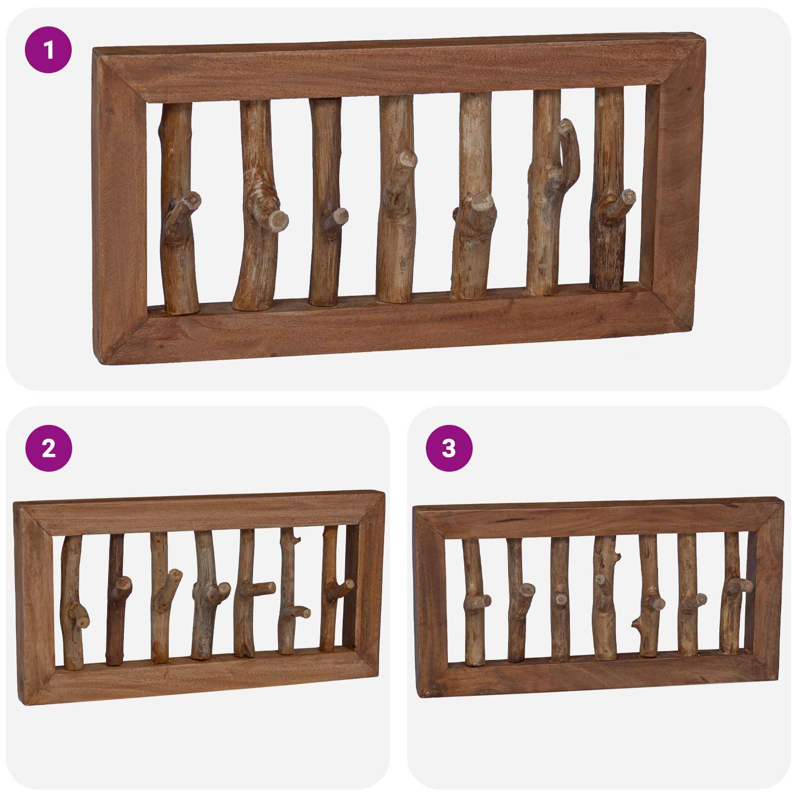 Gruccia Marrone 50 x 11 x 25 cm Legno di Mogano Massello 42012360