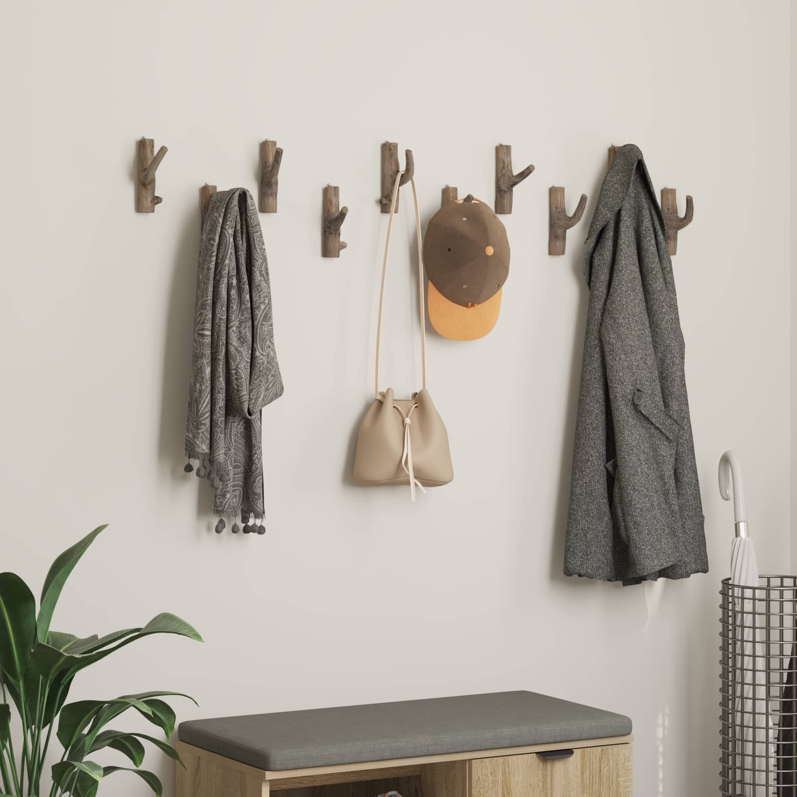 Gancio Marrone 4 x 4 x 14 cm Legno Recuperato Massello 42012377