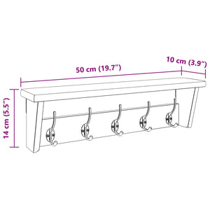 Gruccia Marrone 50 x 10 x 14 cm Legno di Mogano Massello 42012379