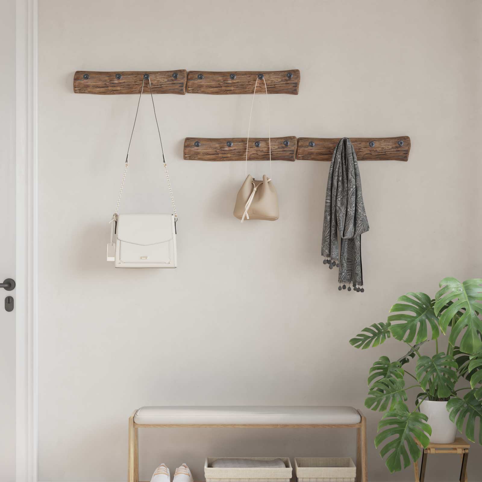 Gancio Marrone 50 x 8 x 12 cm Legno Recuperato Massello 42012380