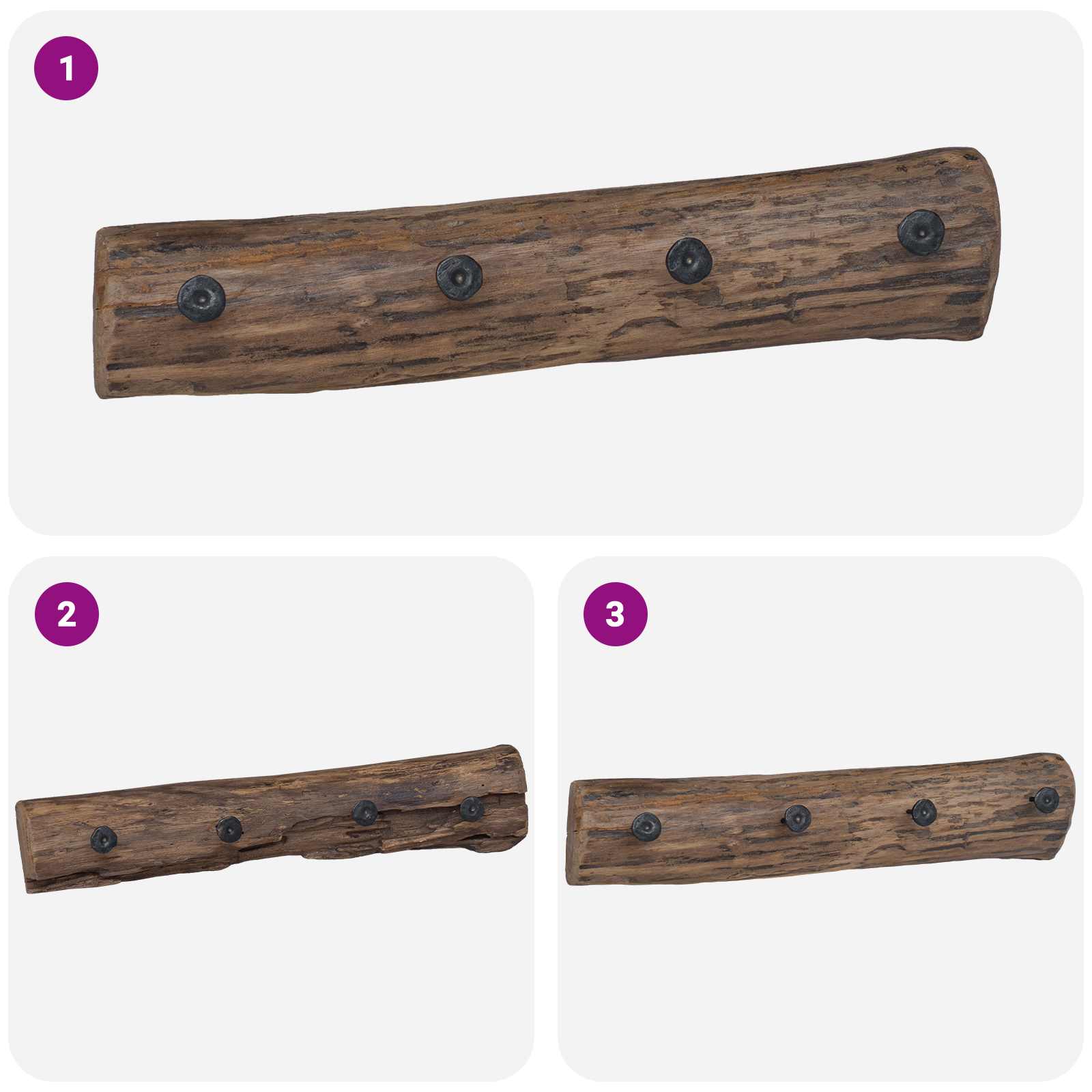 Gancio Marrone 50 x 8 x 12 cm Legno Recuperato Massello 42012380