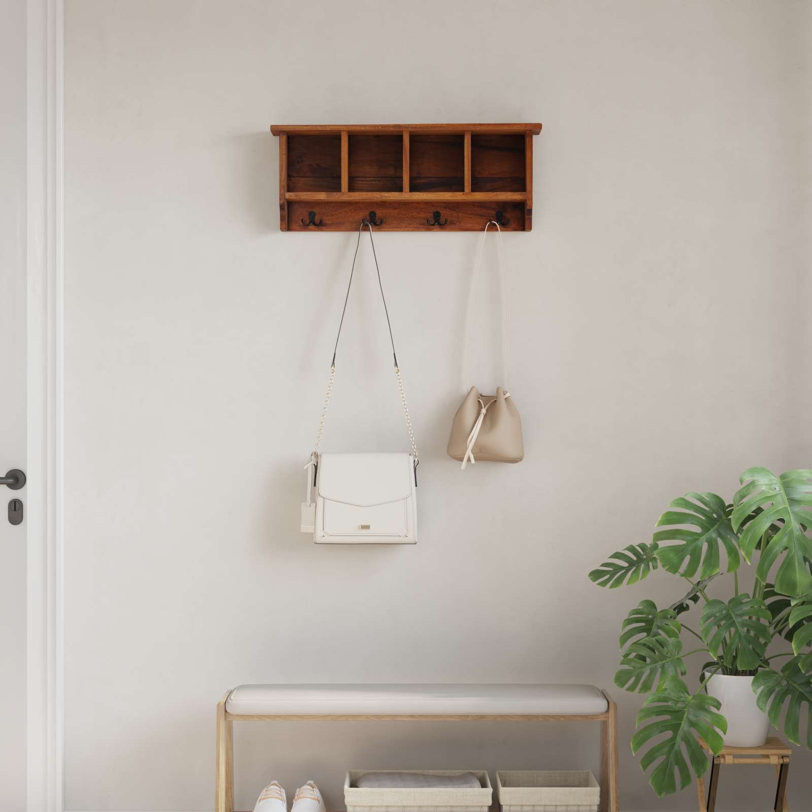 Gruccia Marrone 70 x 11 x 27 cm Legno di Mogano Massello 42012381