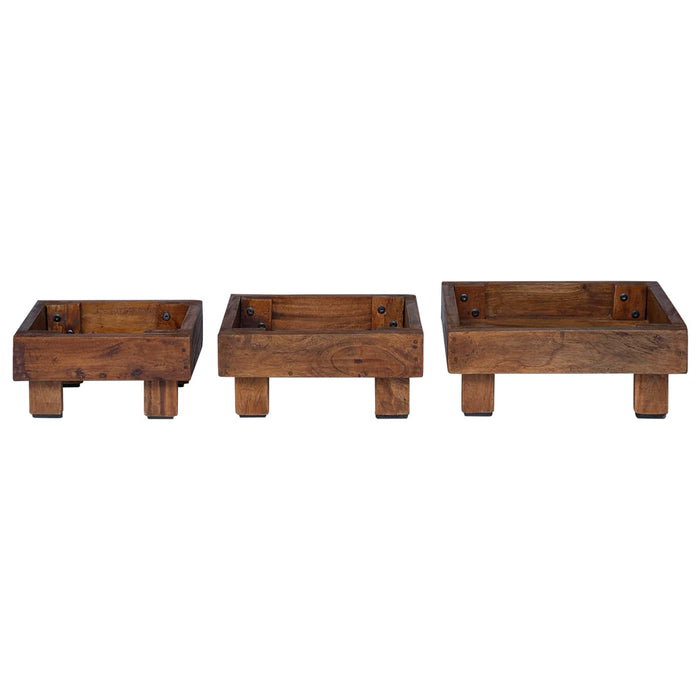 Supporto per piante 3 pcs Marrone Legno di Mogano 42012382