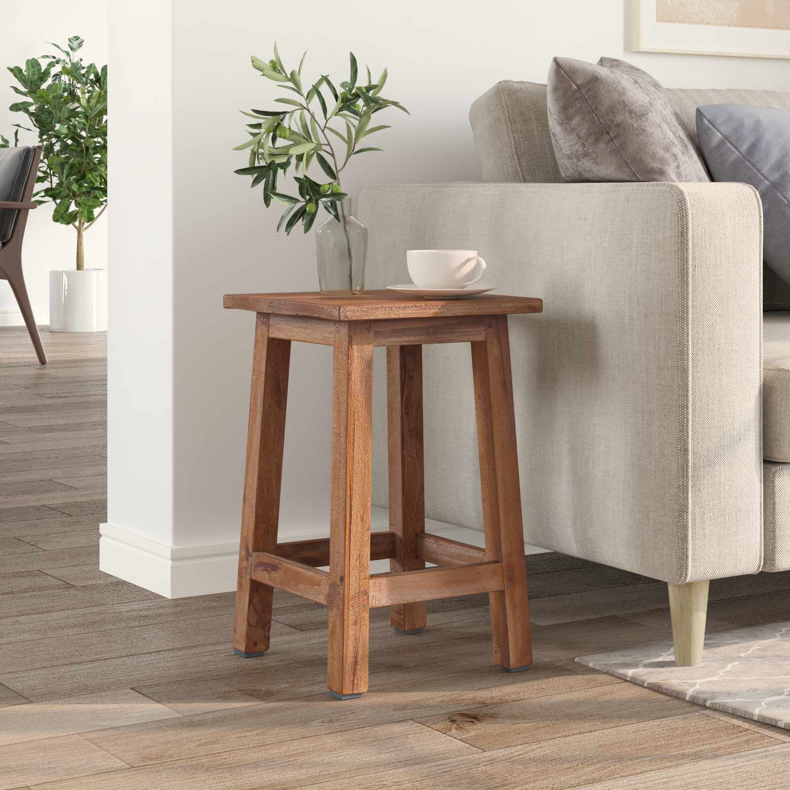 Pouf Naturale 30 x 30 x 47 cm Legno di Mogano 42012390