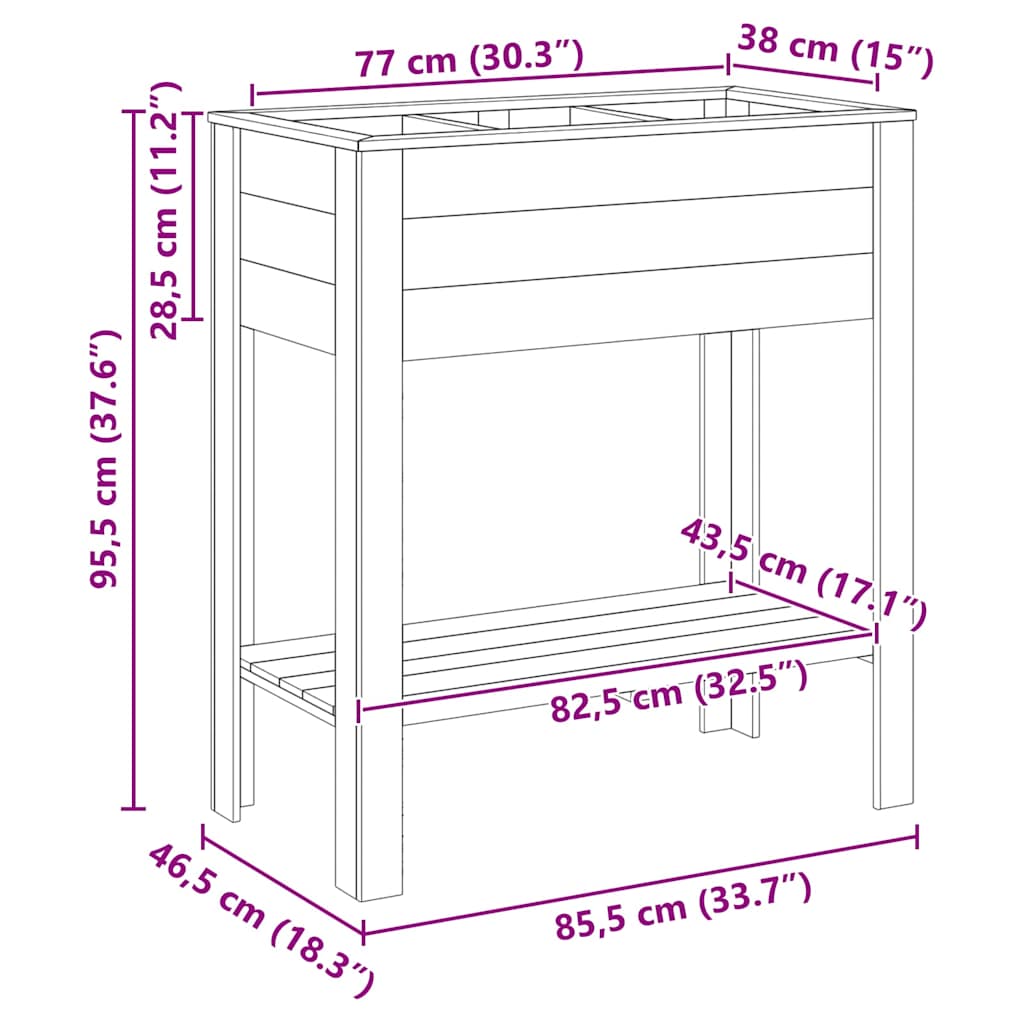 Porta Piante da Giardino  85 x 46 x 94 cm in legno di pino trattato 42013033
