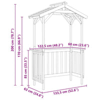 vidaXL Casetta per barbecue Marrone 133.5 x 63 x 200 cm