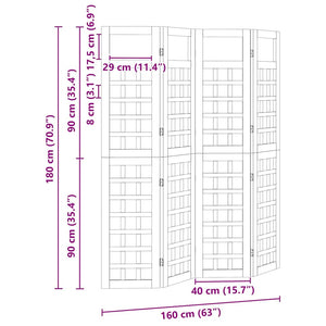 Schermo Privacy da Esterno  – 4 Pannelli in Legno di Pino Trattato 3385875