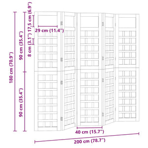 Schermo divisorio 5 pcs Marrone 200 x 180 cm 3385876