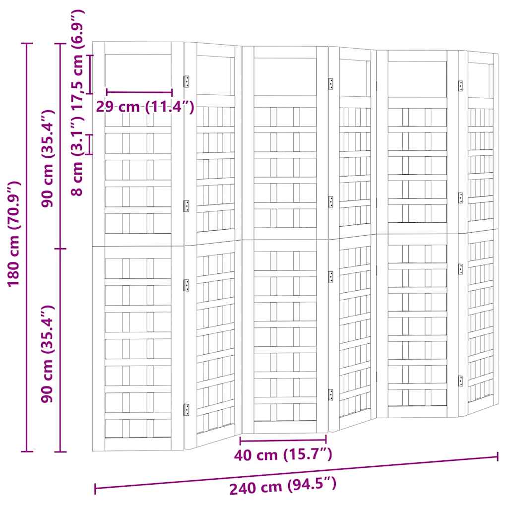 Schermo Privacy da Esterno , 6 Pannelli in Legno di Pino Trattato 3385877